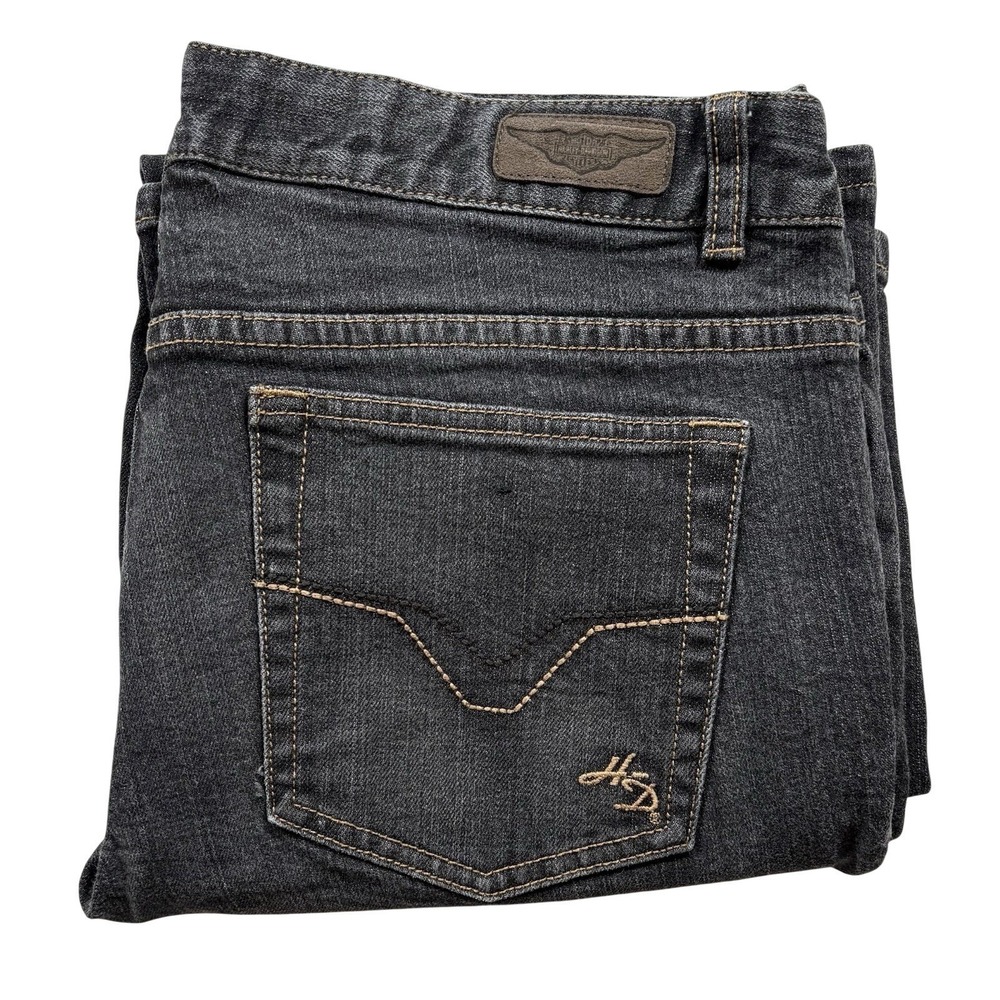 Harley-Davidson Women's Jeans Size 12 Bootcut Denim 32-31.5 Stretch Black -‎ 542